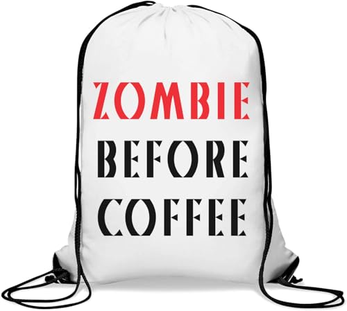 Zombie Before Coffee Turnbeutel Casual Drawstring Bag Weiß von Generisch