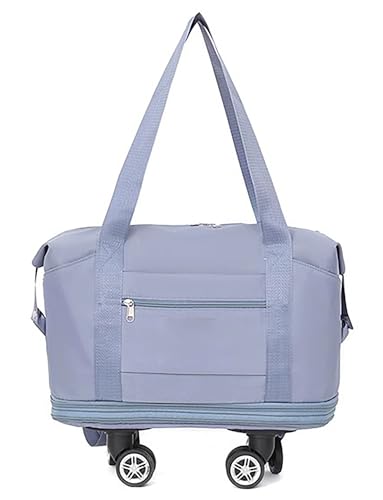 Zusammenklappbare Reisetasche for Flugreisen und Autoreisen. Erweiterbare Reisetasche mit Rollen. Faltbare Wochenendtasche mit 360°-Drehrollen for Damen und Herren.(Blue) von Generisch