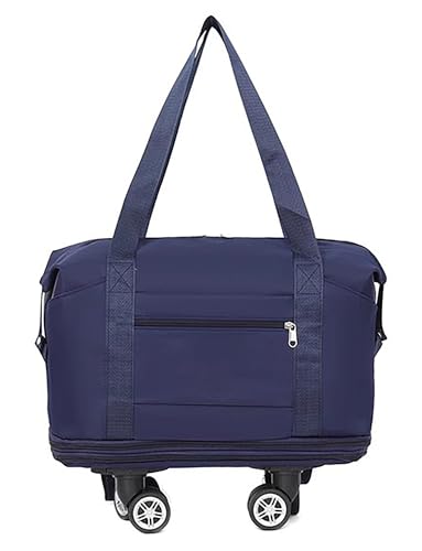 Zusammenklappbare Reisetasche for Flugreisen und Autoreisen. Erweiterbare Reisetasche mit Rollen. Faltbare Wochenendtasche mit 360°-Drehrollen for Damen und Herren.(Dark Blue) von Generisch
