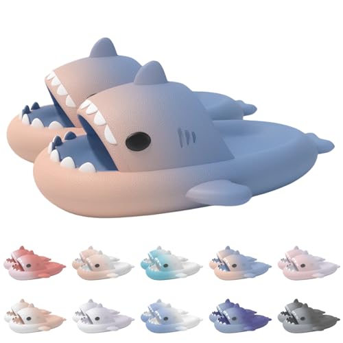 Zweifarbige Hai-Sandalen mit Farbverlauf – Dicke Sohle, Rutschfester Griff – Für Strand, Pool & Zuhause (Pink Blue, Erwachsene, 40, Numerisch (von/bis), EU Schuhgrößensystem, 41, M) von Generisch