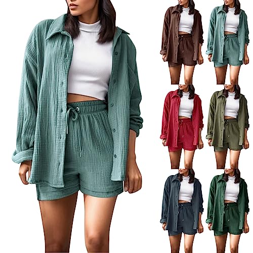 Zweiteiler Damen Sommer Einfarbige Taschen und Tunnelzug Elegant Kurz Strand Set Bluse und Short Sommer Musselin Zweiteiler Damen Sommer Outfits Damen 2 Teiler Kleidung Urlaub Lounge Damen Set Zweiteiler Damen Sommer Einfarbige Taschen und Tunnelzug Elegant Kurz Strand Set Bluse und Short Sommer Musselin Zweiteiler Damen Sommer Outfits Damen 2 Teiler Kleidung Urlaub Lounge Damen Set von Generisch