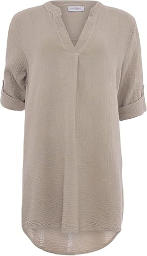 Zwillingsherz Musselin Longbluse aus 100% Baumwolle mit V-Ausschnitt – Hochwertige Tunika für Damen Frauen Mädchen - Sommerbluse Freizeitkleid Strandkleid - Locker luftig perfekt für Frühling Sommer von Generisch