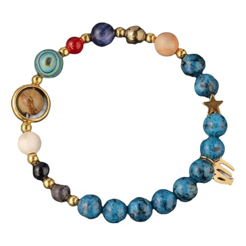 Zwölf Sternzeichen Naturstein Armbänder Blau Marmor Rot Blau Malachit Lapislazuli Zeichenstein Türkis Männer Frauen Muttertag Weihnachten Geburtstagsgeschenke, 6.6-8.5inch, Natürliches Erz, Malachit von Generisch