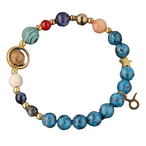 Zwölf Sternzeichen Naturstein Armbänder Blau Marmor Rot Blau Malachit Lapislazuli Zeichenstein Türkis Männer Frauen Muttertag Weihnachten Geburtstagsgeschenke, 6.6-8.5inch, Natürliches Erz, Malachit von Generisch