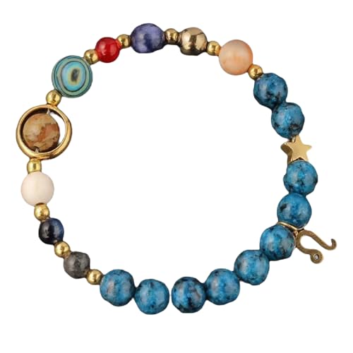 Zwölf Sternzeichen Naturstein Armbänder Blau Marmor Rot Blau Malachit Lapislazuli Zeichenstein Türkis Männer Frauen Muttertag Weihnachten Geburtstagsgeschenke, 6.6-8.5inch, Natürliches Erz, Malachit von Generisch