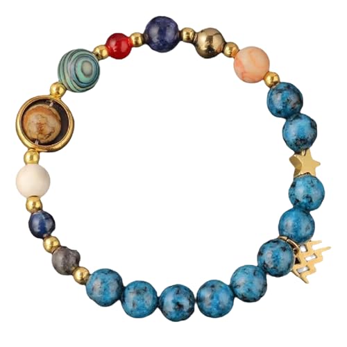 Zwölf Sternzeichen Naturstein Armbänder Blau Marmor Rot Blau Malachit Lapislazuli Zeichenstein Türkis Männer Frauen Muttertag Weihnachten Geburtstagsgeschenke, 6.6-8.5inch, Natürliches Erz, Malachit von Generisch