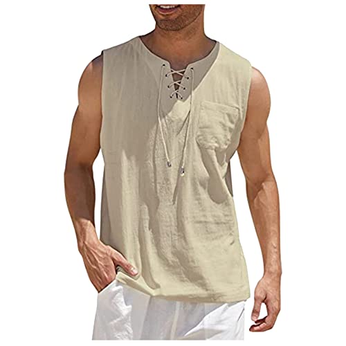 ärmellose T-Shirts Basketball Sportshirt Herren Ohne Arm Laufshirt Herren Ohne ärmel Tanktop Herren Mit Schnürung Tank Top Herren Freizeit Tank Top Herren Sommer Locker Tank Top Herren Strand von Generisch