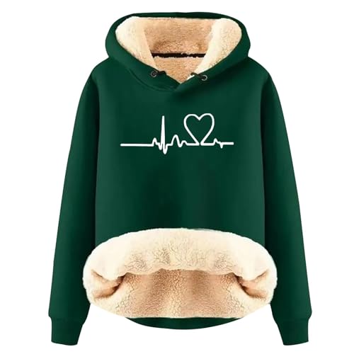 Damen Sweatjacke Damen Mit Kapuze Winter Warme Gedruckt Muster Sweatshirt Thermo Kapuzenpullover Fleece Gefütterter Langarm Pullover Lässiger Sportlicher Fleece-Hoodie Fleecepullover von Generisch
