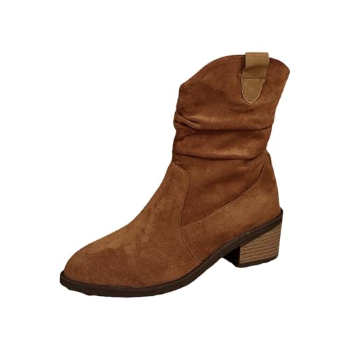 blitzangebote Stiefeletten Damen Stylisch & Praktisch Winterstiefel Damen Elegant Klobiger Blockabsatz Spitze Zehe damenkleider sommer sale damenbekleidung sommer sale von Generisch