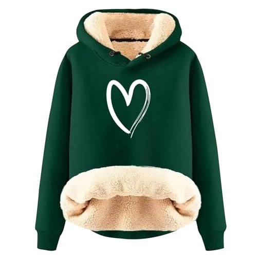 Sweatjacke Damen Mit Kapuze Winter Warme Gedruckt Muster Sweatshirt Thermo Kapuzenpullover Fleece Gefütterter Langarm Pullover Lässiger Sportlicher Fleecehoodie Fleecepullover von Generisch