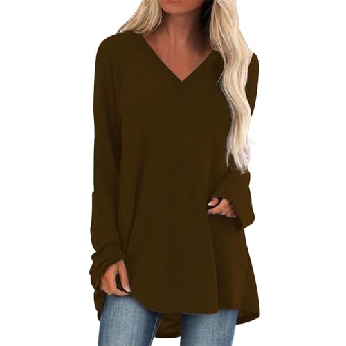 Generisch Damen Langarm Oversize Basic Langarmshirt Pullover Tunika Rundhalsausschnitt V-Ausschnitt Oberteil Lässige Einfarbig Tops Baumwolle Blusen Longsleeve Generisch Damen Langarm Oversize Basic Langarmshirt Pullover Tunika Rundhalsausschnitt V-Ausschnitt Oberteil Lässige Einfarbig Tops Baumwolle Blusen Longsleeve von Generisch