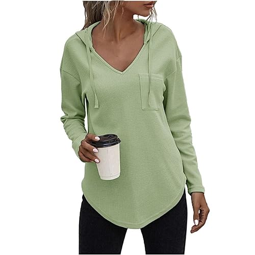 bluse damen elegant, zwillingsherz pullover damen, hoodie y2k, strickpulli damen oversize, weißer pulli damen, long pullover damen, dame, longpulli damen, langarmshirt damen baumwolle, L, Grün von Generisch