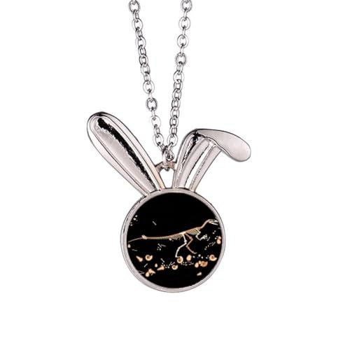 bs Halskette mit kleinem Dinosaurier-Anhänger, Hase, Tierschmuck, Geschenk, Schwarz von Generisch