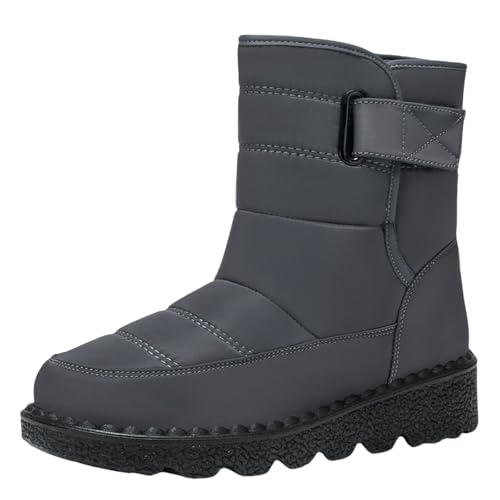 damen schlupfstiefel winter Winterboots Damen Wasserdicht Mit Zipper Stiefeletten Wärme Gefüttert Winterstiefel Niederung Damenstiefel Leicht Langschaft Blockabsatz wanderschuhe wasserdicht Grey von Generisch