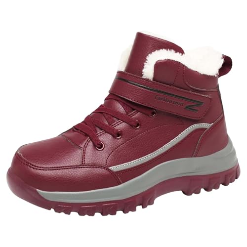damen schuhe winter wasserdicht Winterstiefel Damen Wasserdicht Mit Zipper Stiefeletten Wärme Gefüttert Winterstiefel Niederung Damenstiefel Leicht Langschaft wanderschuhe Rot von Generisch