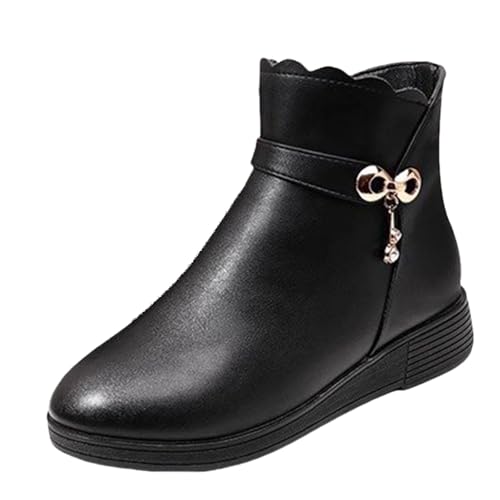 damen winterschuhe gefüttert Winterboots Damen Wasserdicht Mit Zipper Stiefeletten Wärme Kunstfell Gefüttert Stiefel Bequem Weitschaft Damenstiefel Leicht Halbhohe gefütterte stiefel Schwarz von Generisch