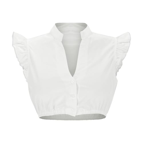 dirndlblusen für damen,dirndlbluse transparent,Dirndl Bluse Damen Elegante Spitze Dirndlbluse Flügelärmel Trachtenbluse Tracht Oktoberfest Kostüm Outfit Blusenshirt Hemdbluse Hochgeschlossen,15-WH1 M von Generisch