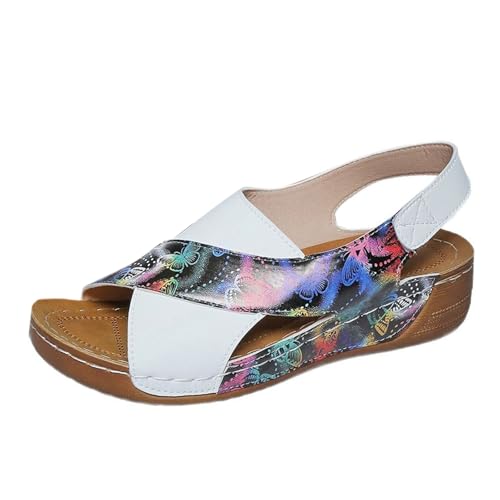 ein tages lieferung Sandalen Damen Elegant Orthopädische Slide Bequeme Breite Füße Plateau Damensandalen Ultra-bequeme Slingback Weichen Sohlen Sandaletten mules damen mit absatz Dark Blue 43 von Generisch