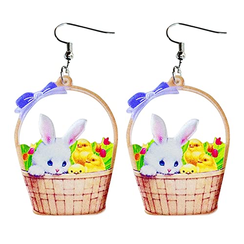 ene Perlenohrringe Druck-Ei-Huhn-Frühlings-Blumen-Ohrringe ene Kronleuchter Ohrringe (F, One Size) von Generisch