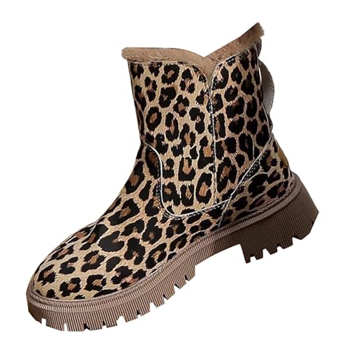 extrem warme winterstiefel damen Winterboots Damen Wasserdicht Mit Zipper Stiefeletten Wärme Kunstfell Gefüttert Stiefel Bequem Weitschaft Damenstiefel Leicht Langschaft wanderschuhe Braun von Generisch