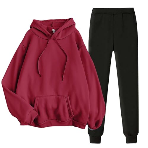 fasching sport damen,Damen Hausanzug mit Kapuze 2 Teile Frau Langarm Trainingsanzug Kapuzenpullover Jogginghose Set Lose Jogginganzug für Damen Yoga Gym,Elegant Freizeitanzug,Sport Hosenanzug von Generisch
