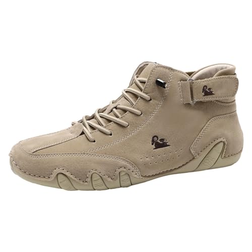 for Wiecel Barfußschuhe Leder - Lederstiefel Herren - for Ldeck Barfussschuh - Wildleder Schuhe Herren - Leder Boots Herren Mode Glamour Barfußschuhe - Lässige Outdoor-Sneaker Zum Wandern von Generisch