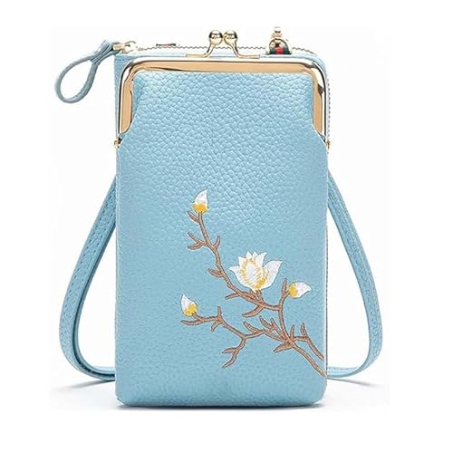 garhomtur Damen-Geldbörse mit Handyhalterung, PU-Leder, Mini-Clutch, für Reisen, Sport, Sommer, Wandern, blau von Generisch