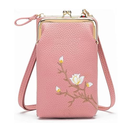 garhomtur Damen-Geldbörse mit Handyhalterung, PU-Leder, Mini-Clutch, für Reisen, Sport, Sommer, Wandern, dunkelrosa von Generisch