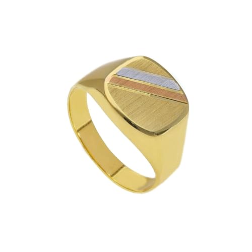 generico Ring aus Gelb-, Weiß- und Roségold, 18 K, 750, für Herren, mit ovaler Mitte 12 mm, satiniert., Goldfarben, Kein Edelstein von Generisch