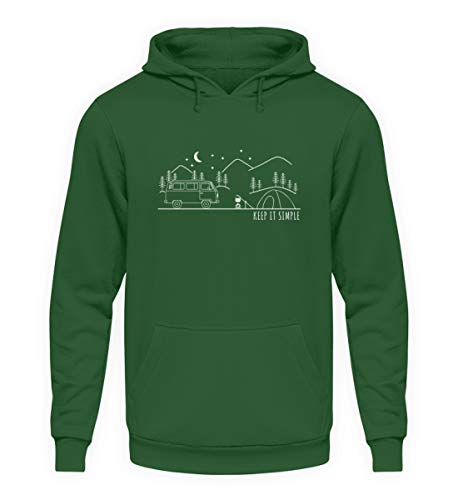 generisch Keep It Simple - Retro Vintage Camping Camper Outdoor Wandern Geschenk Cool Lustig - Unisex Kapuzenpullover Hoodie -L-Dunkelgrün von generisch