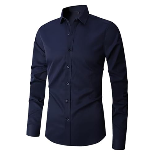 hehiy Hemd Herren Businesshemden Stretch Freizeithemden Pure Langarm Anzug Hemd Bügelfrei Regular Fit Hochzeit Hemd mit Tasche Hemd Weiß Herren Herren Longsleeve von Generisch