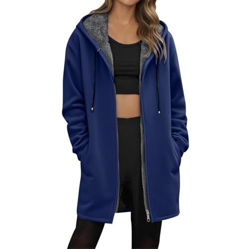 jacke damen winter Fleecejacke Lang Winter Warm Winterjacke Plüschjacke mit Fellkapuze Frauen Kuscheljacke Plüsch Thermal Jacken Teddyfleece Jacke Gefüttert wintermantel damen lang wasserdicht von Generisch