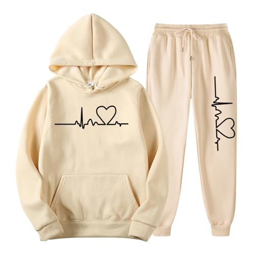 Generisch Jogginganzug Set Herren Sweatshirt und Jogginghose Unisex Warmes Trainingsanzug Langarm Sportanzug Sport Outfit S et Zweiteiler Elegant Jogger Bequem Baggy von Generisch