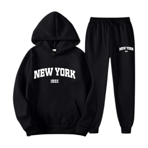 Generisch Jogginganzug Set Herren Sweatshirt und Jogginghose Unisex Warmes Trainingsanzug Langarm Sportanzug Sport Outfit S et Zweiteiler Elegant Jogger Bequem Baggy von Generisch