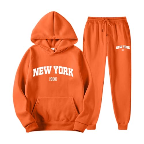 Generisch Jogginganzug Set Sweatshirt und Jogginghose Warmes Trainingsanzug Langarm Sportanzug Sport Outfit Zweiteiler Elegant Jogger Bequem Baggy Stretch von Generisch