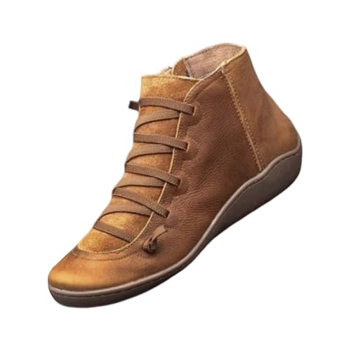 keilabsatz stiefeletten Stiefeletten Damen Leder Breite Fuß Orthopädische Schuhe Bequem Wasserdichte Rutschfeste Slip on Kurze Stiefel Vintage Zipper Knöchel Lederschuhe Cowboystiefel Grau 38 von Generisch
