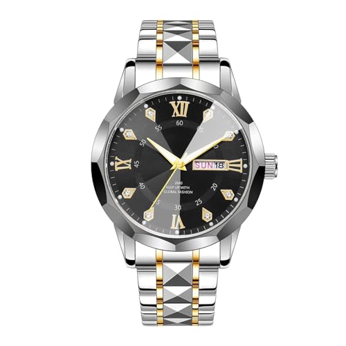 klassisch Herrenuhr Business Wear Luxusuhr Casual Edelstahl Kreative Herren Schwarze Uhr (B, One Size) von Generisch