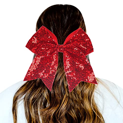 kopfbedeckung Damen Hüte Herren Mützen Caps 1 STÜCK Haargummis Gradient Pailletten Bowknot Kopfschmuck Seile Dekorationen Kopfschmuck Dekoration Haargummis Für Elastische Bänder (Red, One Size) von Generisch