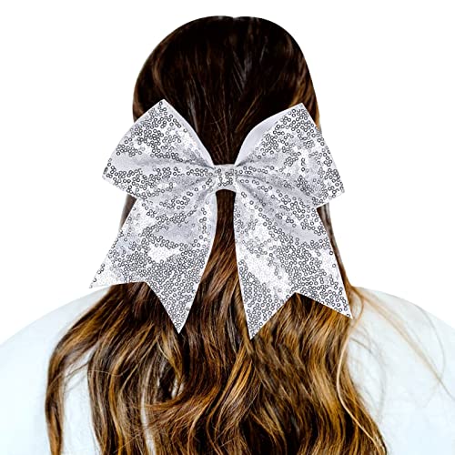 kopfbedeckung Damen Hüte Herren Mützen Caps 1 STÜCK Haargummis Gradient Pailletten Bowknot Kopfschmuck Seile Dekorationen Kopfschmuck Dekoration Haargummis Für Elastische Bänder (Silver, One Size) von Generisch