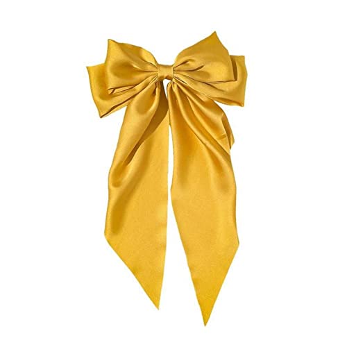 kopfbedeckung Damen Hüte Herren Mützen Caps Band Haarspange Haar Mode Haarnadel Schleife Satin Frauen Vintage Clip Bowknot Stirnband Yoga Band Haare (Yellow, One Size) von Generisch