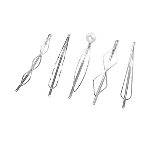 kopfbedeckung Damen Hüte Herren Mützen Caps Cute Barrette Haarpin Geschenke Perlen Perlen Clip-Zubehör Haare 5PC Frauen Mädchen Zubehör Eiskunstlaufanzug (White, One Size) von Generisch