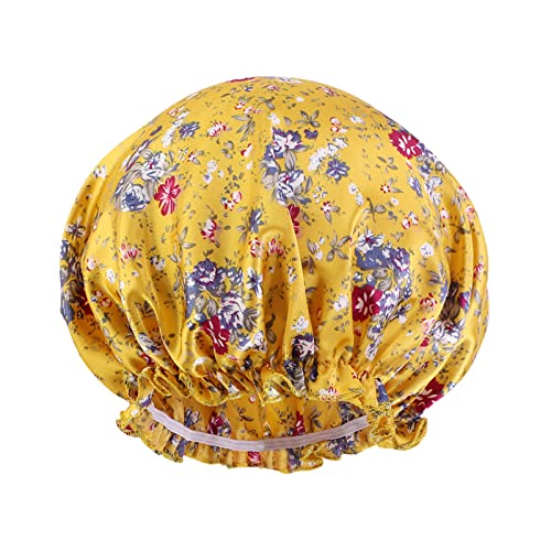 kopfbedeckung Damen Hüte Herren Mützen Caps Frauen Hut Mütze Haar Turban Wrap Turban Hüte Bad Duschhaube Badehut Haarschutz Duschhauben Squash Schläger Schutz (Yellow, One Size) von Generisch