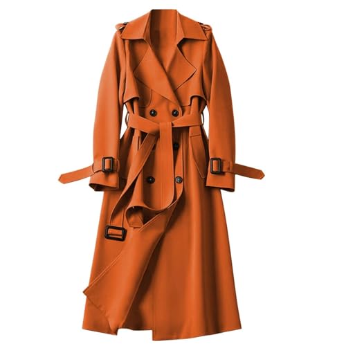 langer wintermantel damen elegant Trenchcoat Lang Wintermantel Winddichter Windjacke Zweireiher Jacke Übergangsmantel Klassische Mantel Herbst Frühling Frauenmantel Damenmantel teddyfleece jacke damen von Generisch