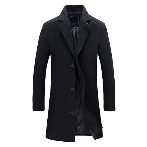 lederjacke herrenTrenchcoat Herren Jacke Wintermantel Herren Taschen Einfarbiger Winterjacke Mit Button Winter Warm Ohne Kapuze Windjacke Fleece Bequem Fit Softshelljackeoutdoor softshelljacken für von Generisch