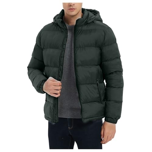 lederjacke herrenWinter Steppjacke Herren mit Taschen Warm Winterjacke Herren Abnehmbarer Kapuze Einfarbiger Kapuzenjacke Baumwolle Wintermantel Bequem Fit Mantel von Generisch