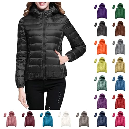 leichte daunenjacke damen Leicht Leichte Daunenjacke Mit Kapuze Packbare Leichter Daunenmantel Lightweight ÜBergangsjacke Winterjacke Warme Down Jacket Federleichte Pufferjacke Dünne Herbstjacke von Generisch