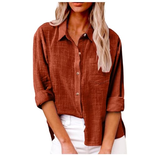 leinenbluse Damen hemdbluse jeanshemd leinenhemd Bluse weiß Safari Kleidung Hemd blusen & Tuniken für Sommer Boho italienische leinen flanellhemd musselin Weiss Sommerbluse Oberteil Shirt von Generisch