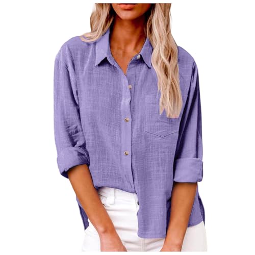 leinenbluse Damen hemdbluse jeanshemd leinenhemd Bluse weiß Safari Kleidung Hemd blusen & Tuniken für Sommer Boho italienische leinen flanellhemd musselin Weiss Sommerbluse Oberteil Shirt von Generisch