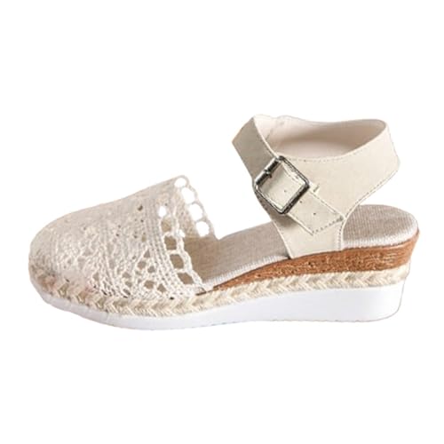 lieferung heute Sandalen Damen Sommer Plateau Mit Fußbett Orthopädische Damensandalen Elegant Breite Füße Plateau Slingback Freizeitsandale Rutschfeste angebot des tages blitzangebot Weiß 37 von Generisch