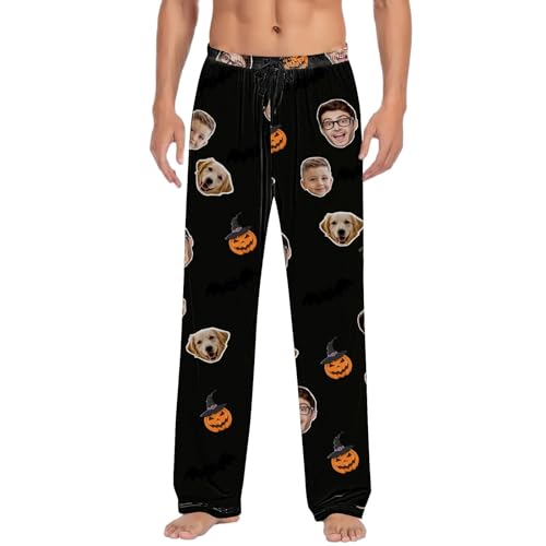 matching pyjamas couple,Pyjama Hose Damen Herren Personalisierte Lustige Pyjamahose Mit Fotogesicht Individueller Gesichts Benutzerdefinierte Foto Gesicht Gedruckt Nachtwäsche Hosen,Schwarz,L von Generisch